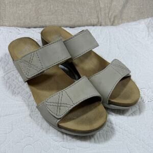 Dansko Women 9 White Leather Strappy Slip On Sandals Comfort Walking Shoes